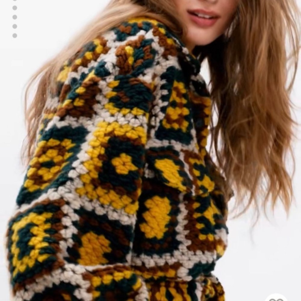 [Nwt] Vintage Unique Crochet-Effect Patchwork Lon… - image 6